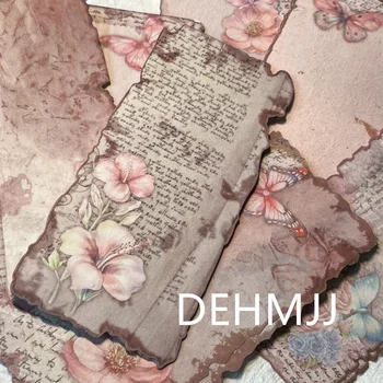 Реколта цвете ръкопис изгори ръб скрапбукинг материал хартия естетически декоративни колаж хартия ретро дневник боклуци