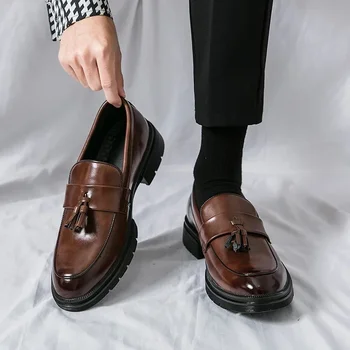 Рокля обувки за мъжка естествена кожа бизнес Официален Оксфорд обувки качество кожени мокасини Zapatos Hombre мъж сватбени обувки