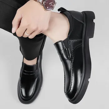 Ръчно изработени кожени висококачествени мъжки ежедневни обувки Луксозна марка Мъжко дишащо приплъзване на меки удобни обувки