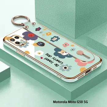 (С маншет) За Motorola Moto G50 4G 5G G53 G52 G22 G60 G30 G10 Калъф за покритие на цветя Луксозно покритие TPU телефонни калъфи