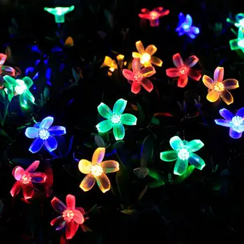 Светодиоди 12M кристална топка цвете слънчева лампа мощност LED низ фея светлини слънчеви гирлянди градина Коледа декор за открито
