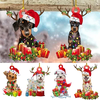 Сладко кученце коледно дърво висулка смола акрилни куче коледно дърво украшение коледна украса подарък празнична новогодишно парти