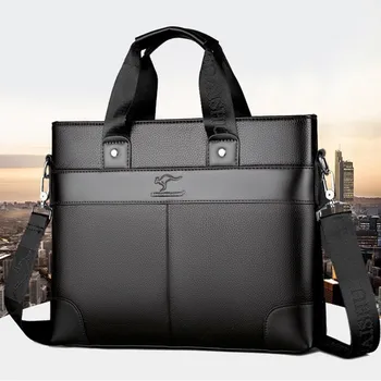 Случайни бизнес мъжки куфарче голям капацитет рамо пратеник чанта кожа мъж чанта офис лаптоп чанта