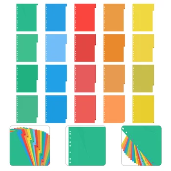 Страници A4 Цветна индексна страница Класифицирани Lables Пластмасови разделители за раздели Хартия за карти за предотвратяване на огъване (цветно отпечатан номер)