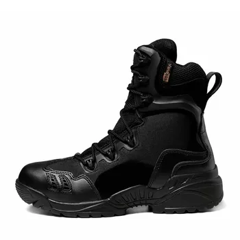 Тактически Boot Мъже Военни пустинни ботуши Водоустойчиви обувки за безопасност на работното място Катерене Туристически обувки Външни боти на глезена Полицейски обувки