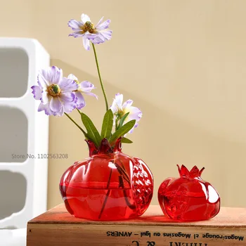 Творчески прост нар ваза цвете подреждане ясно стъкло сухо цвете ваза нар стъклена ваза
