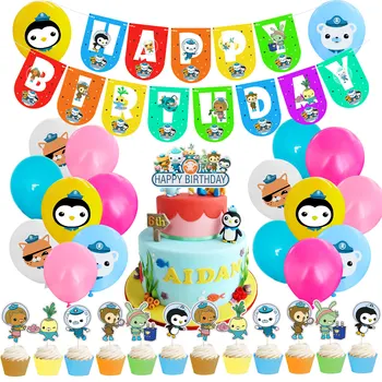 Темата на октонавтите Консумативи за декорация на рожден ден Хартиен банер Латексови балони Топери за кексчета Бебешки душ Детско парти Услуги