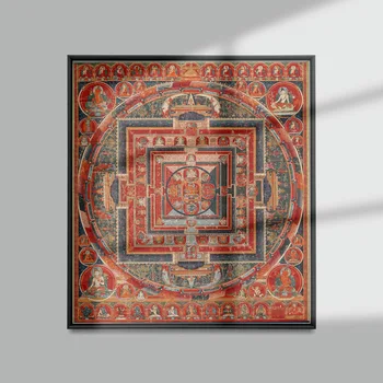 Тибет култура реколта плакат Manjuvajra Mandala изкуство печат стена картина бодхисатва Manjushri тантрически платно живопис начало декор