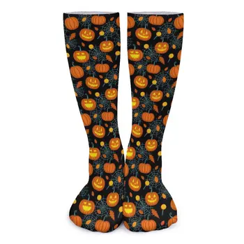 Тиква и паяжина чорапи Хелоуин реколта чорапи пролетта против хлъзгане дамски чорапи средно меки печатни външни чорапи