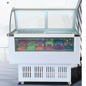 Търговски сладолед дисплей кабинет от неръждаема стомана Popsicle витрина фризери 10 кръгли барела или 14 квадратни бъчви 170W
