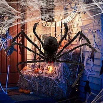 Черен паяк Хелоуин декорация обитаван от духове къща подпора вътрешен открит гигантски декор издръжлив 90 см