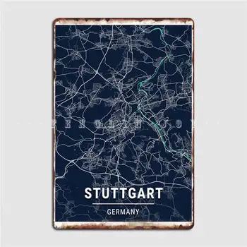 Щутгарт карта на града Германия плакат метална плака стена стенопис дома дизайн стена декор калай знак плакати