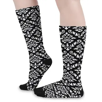 бял барок флорални чорапи реколта печат модерен чорапи пролетта против хлъзгане унисекс чорапи топло мек дизайн скейтборд чорапи