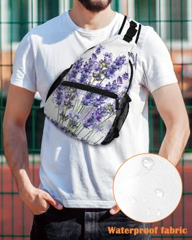 лилаво цвете лавандула водно конче бял гърдите чанта за мъже случайни спортни рамо чанта жените пътуване водоустойчив пратеник чанта