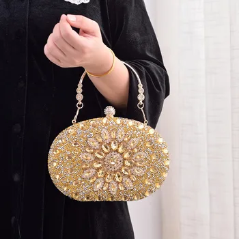 нов слънчоглед вечеря мода диамант инкрустиран съединител чанта универсален рокля вечер покритие хардуер удобни ръка сцепление женски