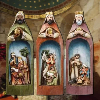 стая декор хол камина декорация украшение подарък трима мъдреци Великден религиозни Рождество сцена мъже украшение