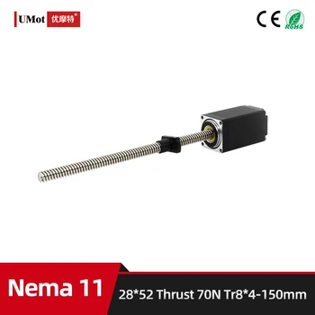  ток 0.95A тяга 70N дължина 52 мм високо прецизен хибриден микро Nema 11 линеен винтов стъпков мотор с оловен винт