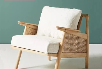 японски стил ретро масивна дървесина диван стол отдих подлакътник облегалка стол Начало B & B ратан единична седалка стол